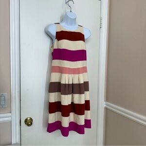 Ann Taylor Loft Striped Cute Fit and Flare Dress Womens Size 4 Pink Cream NWT